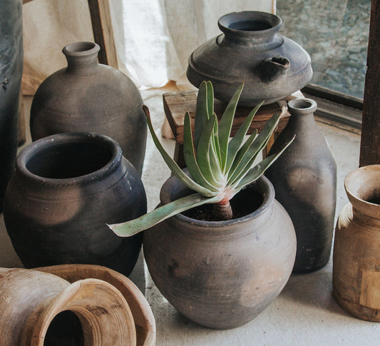 original boho rustic clay pot urn vase