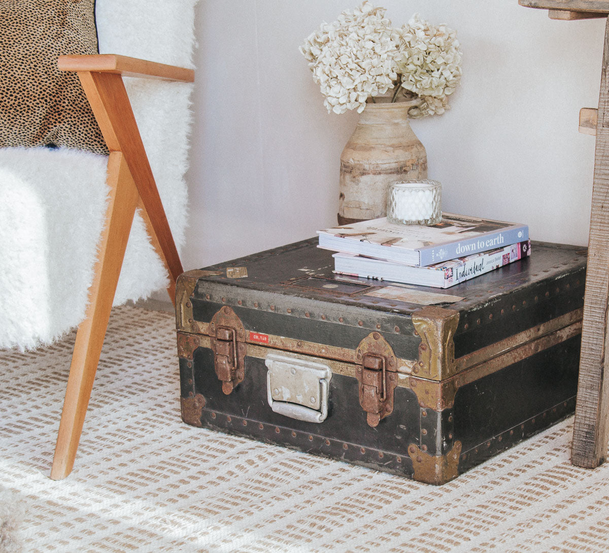 vintage rustic industiral metal storage trunk