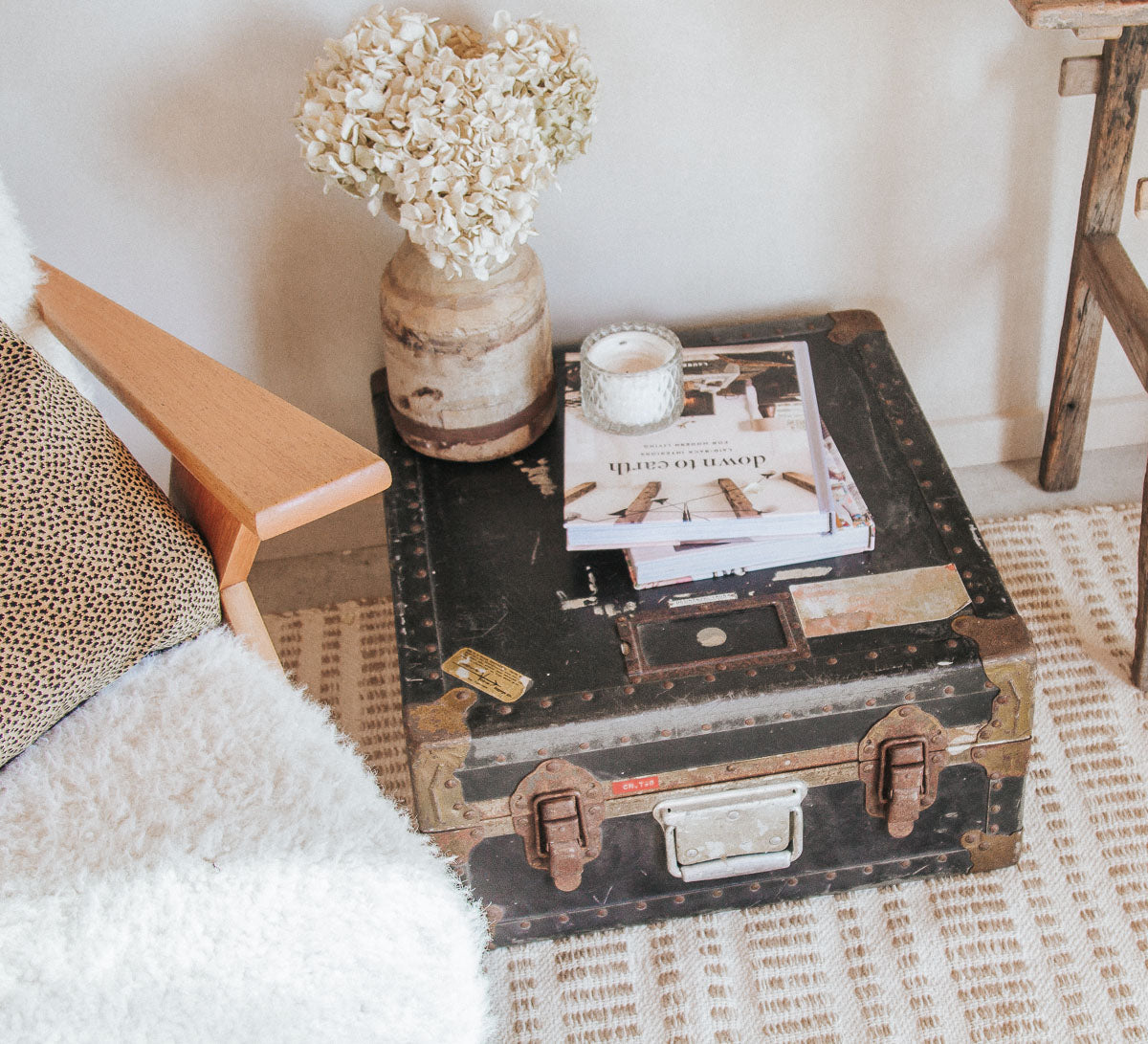 vintage rustic industiral metal storage trunk