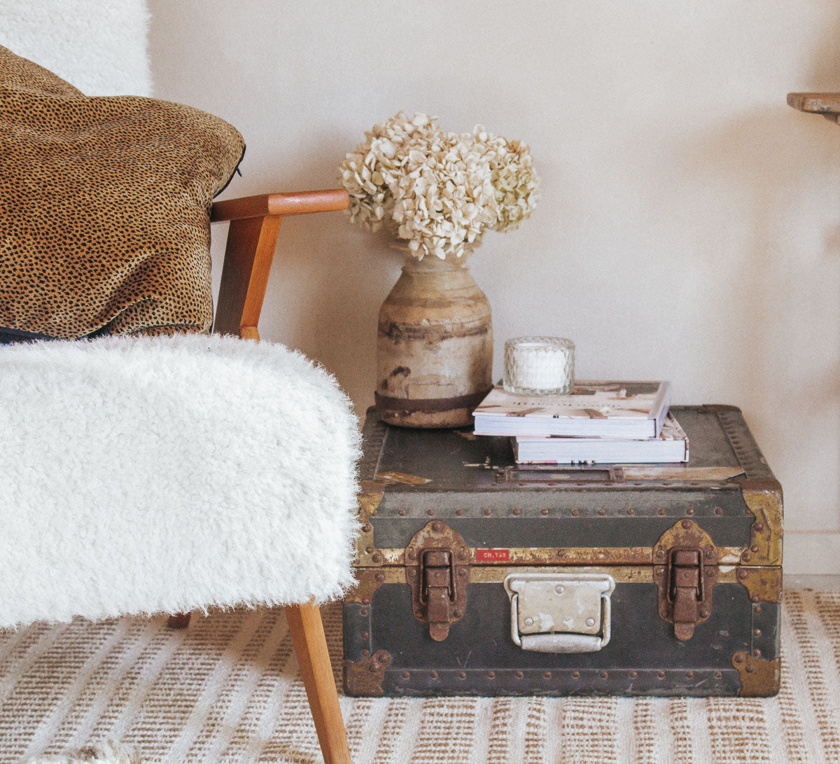 vintage rustic industiral metal storage trunk