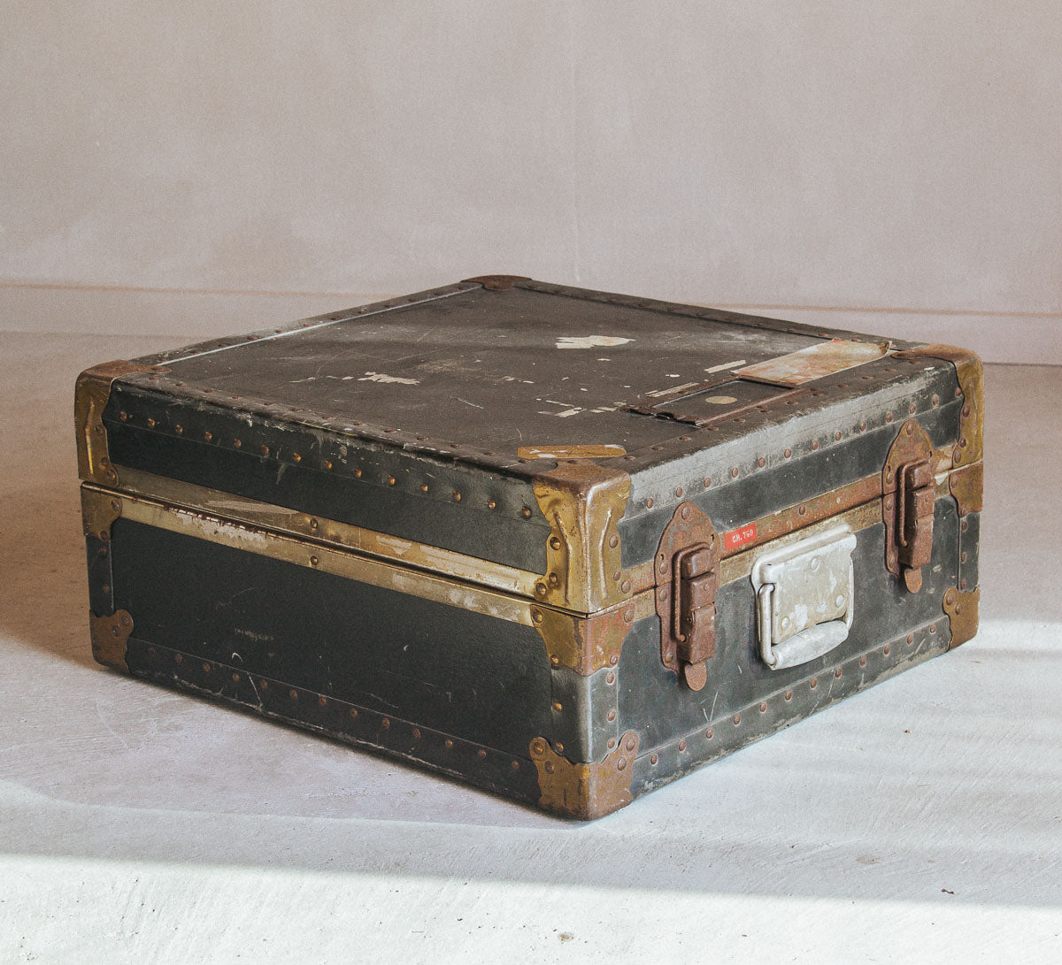 vintage rustic industiral metal storage trunk