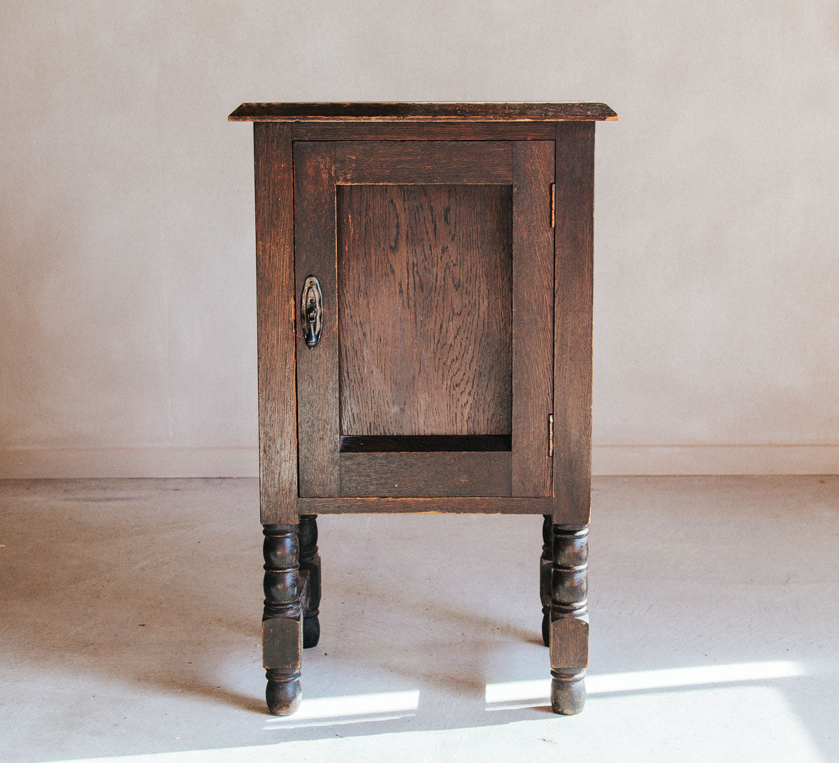 vintage antique po storage cupboard with door and brass handle