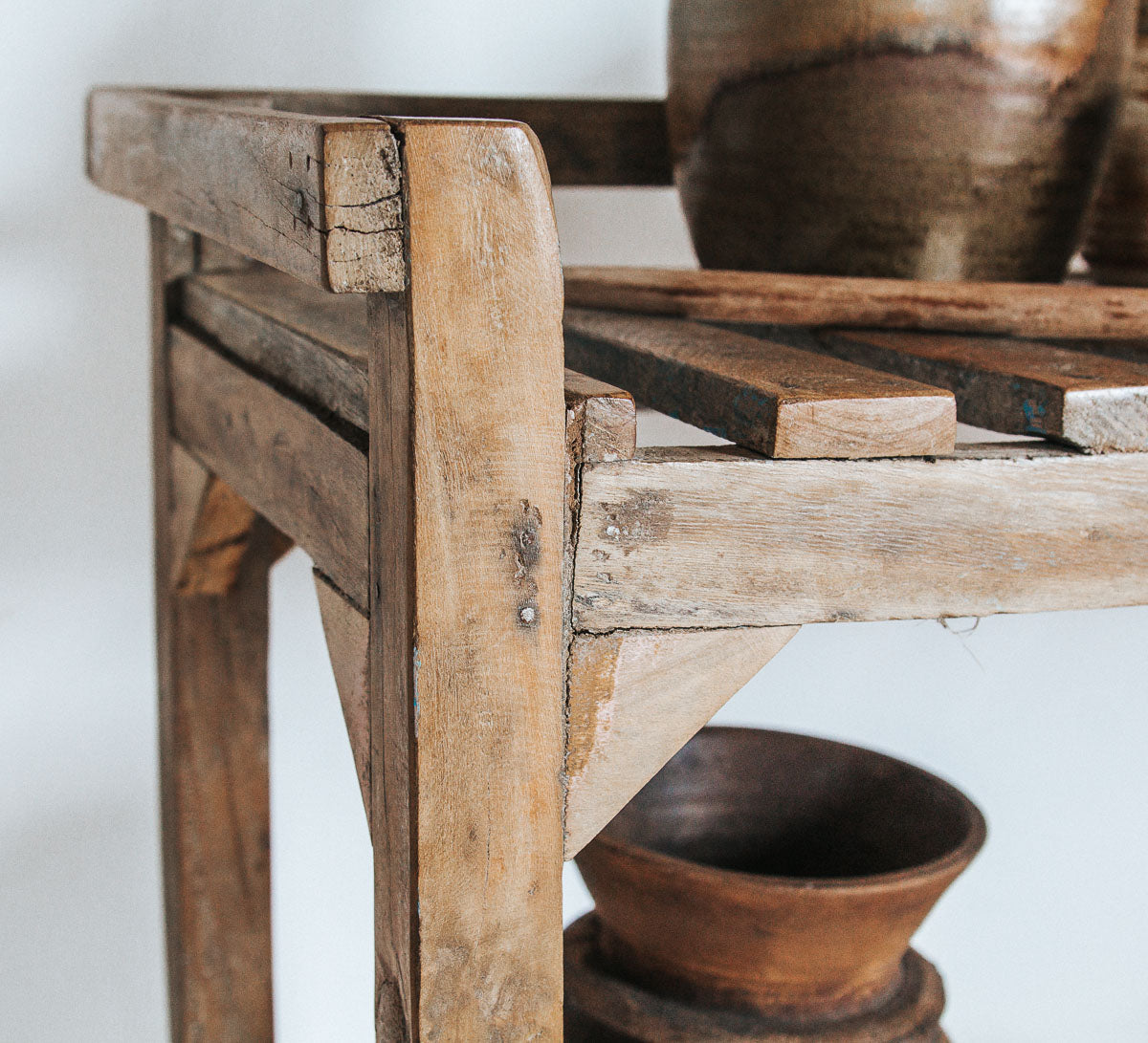 vintage boho reclaimed wooden bakers rack shelving