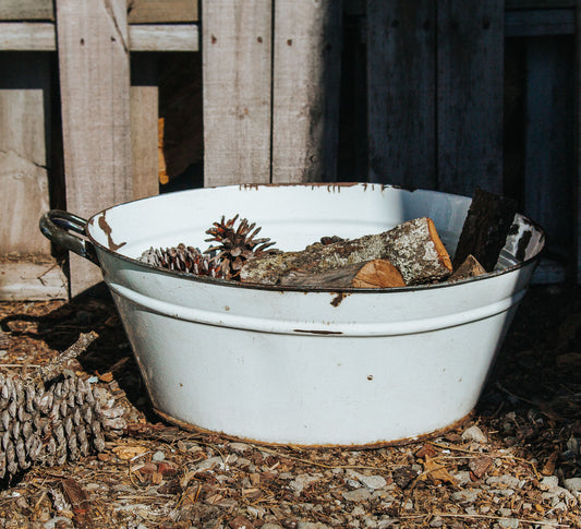 Vintage Enamel Storage Bin