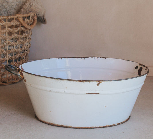 vintage enamel storage washing basket
