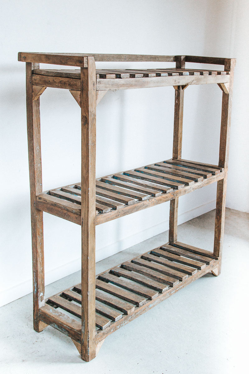 vintage boho reclaimed wooden bakers rack shelving