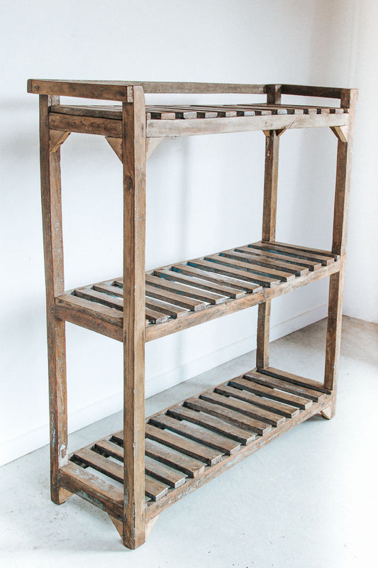 vintage boho reclaimed wooden bakers rack shelving