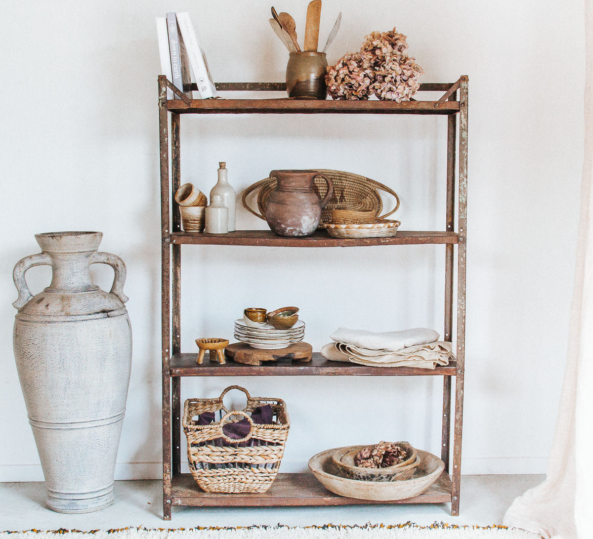 vintage boho industrial metal shelving amde in india