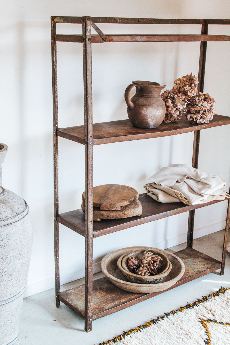 vintage boho industrial metal shelving amde in india