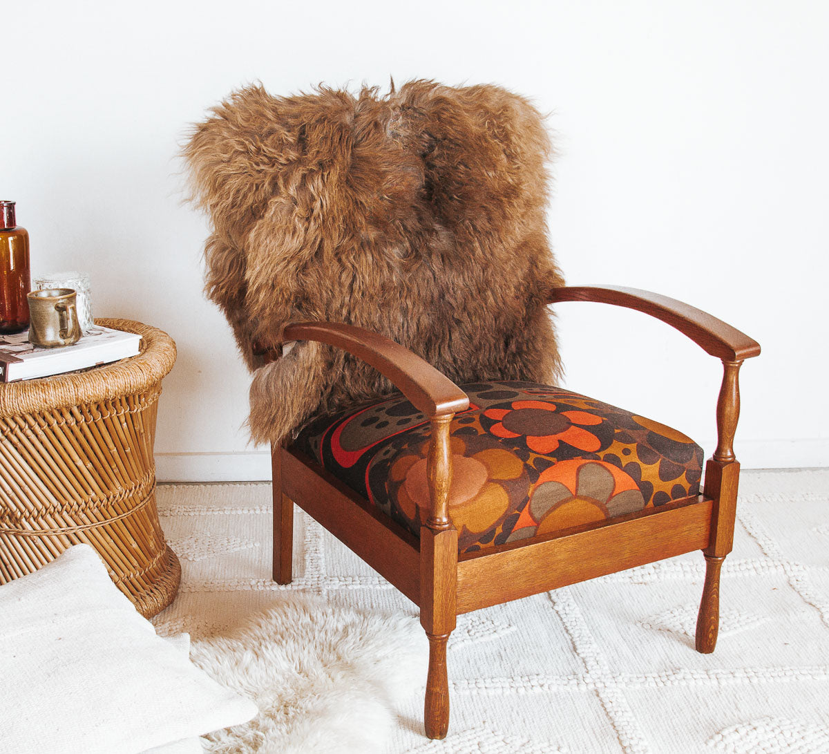 boho luxury longwool rare natural sheepskin fibre by auskin in karakul brown