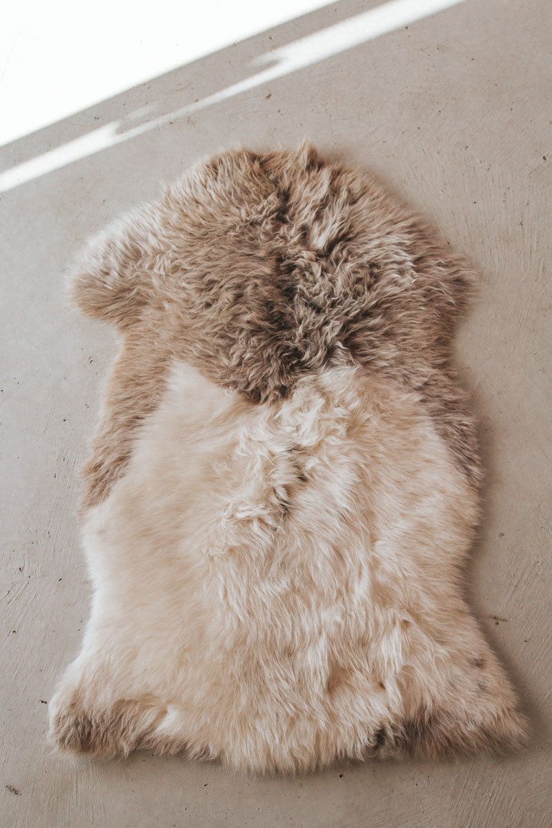 luxury 100% wool sheepskins Lhasa natural ivory and brown tones wilson & dorset