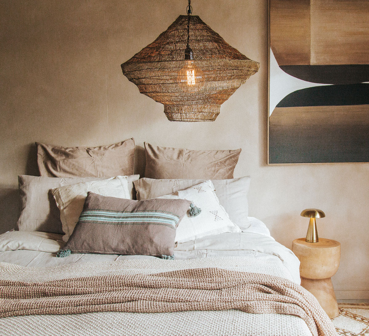 boho metal mesh pendant light in antique bronze designer lighting