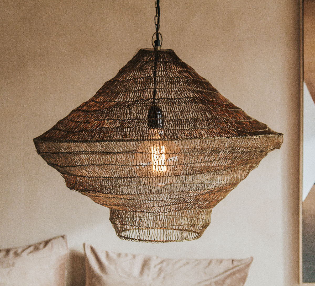 boho metal mesh pendant light in antique bronze designer lighting