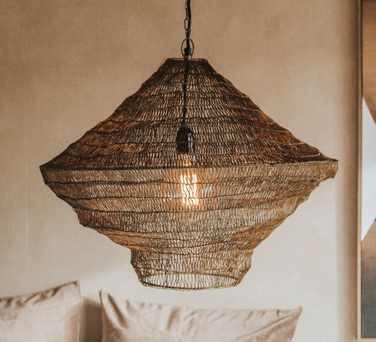 boho metal mesh pendant light in antique bronze designer lighting