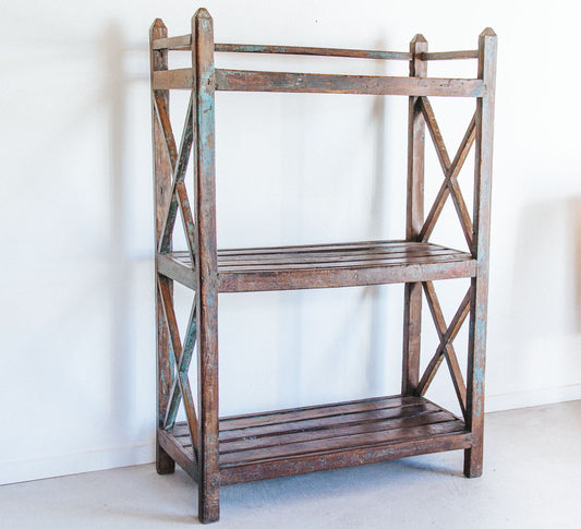 vintage boho bakers rack reclaimed wooden rustic shelves 