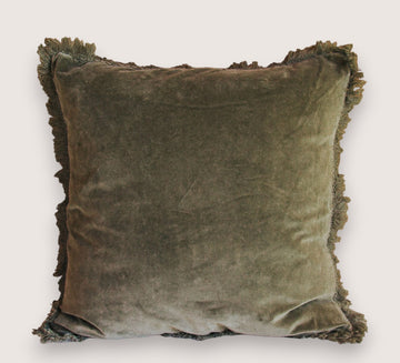 Madam Stoltz boho velvet cotton cushion pillow with fringe