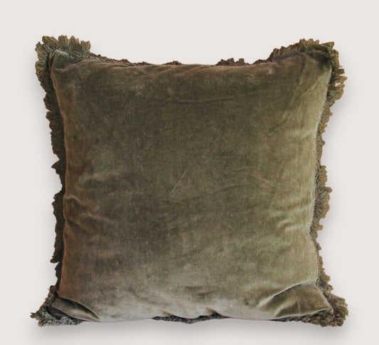 Madam Stoltz boho velvet cotton cushion pillow with fringe