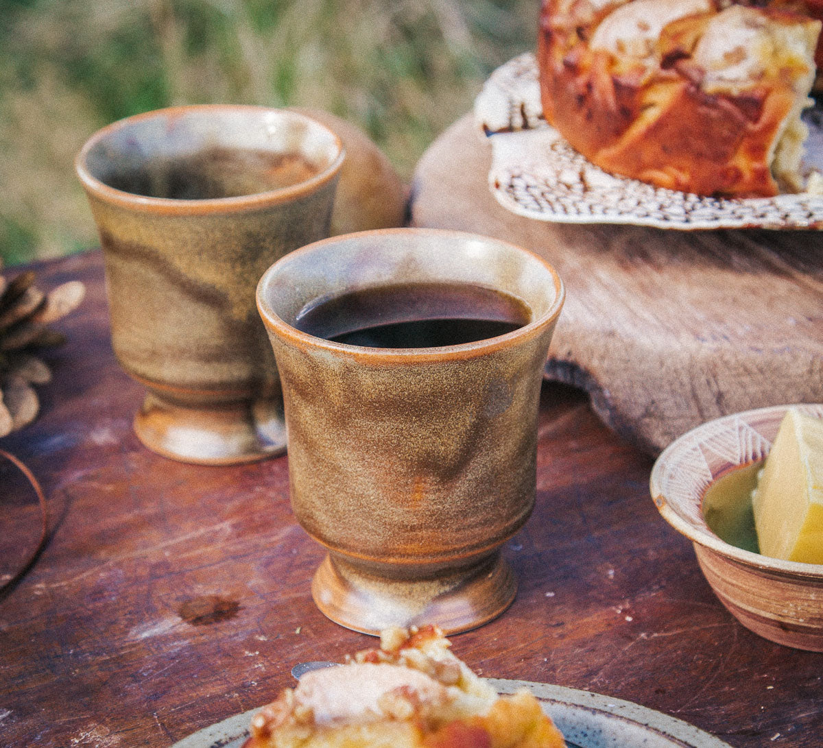 vintage boho nz made temuka sandstone handlelesscoffee mugs