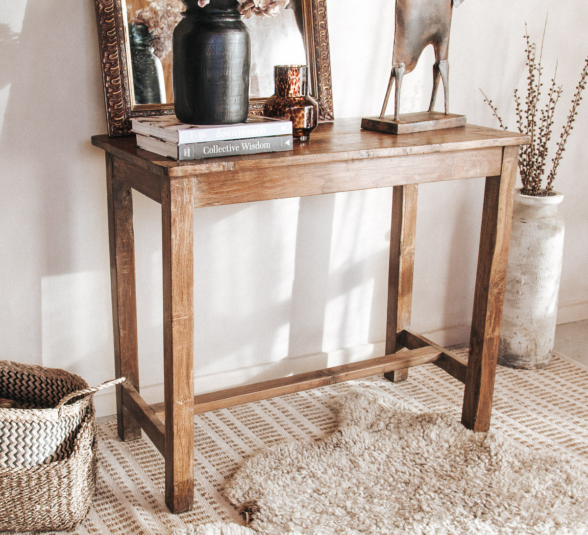 vintage boho rustic wooden hall console entryway table dresser table