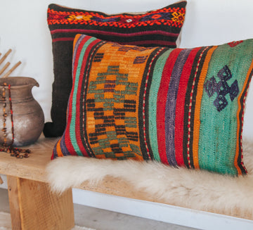boho turkish kilim pillow cushion made from vintage rugs