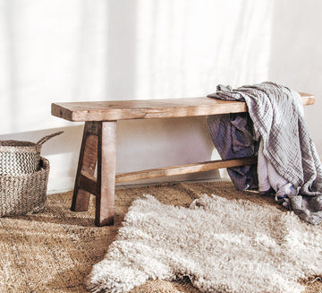 vintage boho reclaimed bohemian rustic wooden bench seat