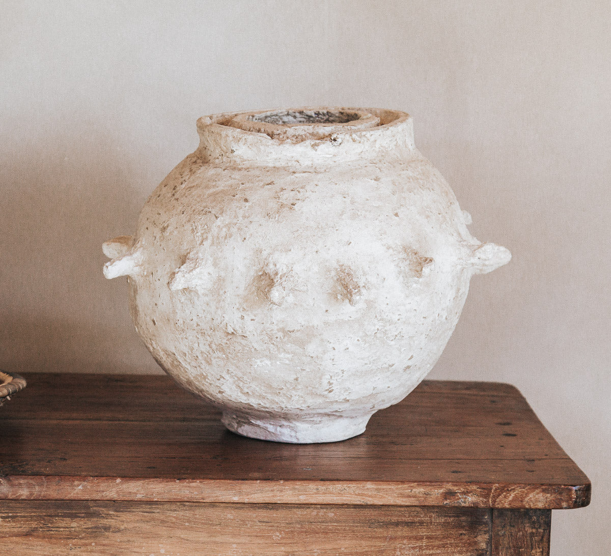 boho rustic paper mache sculptural urn vase vessel