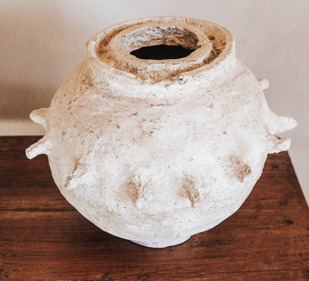 boho rustic paper mache sculptural urn vase vessel