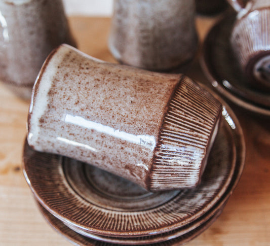 vintage boho welsh mid century creigiau pottery coffee set with pot jug and mugs