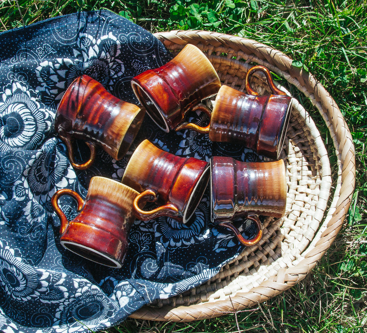 vintage boho nz made crown lynn coffee mug cups