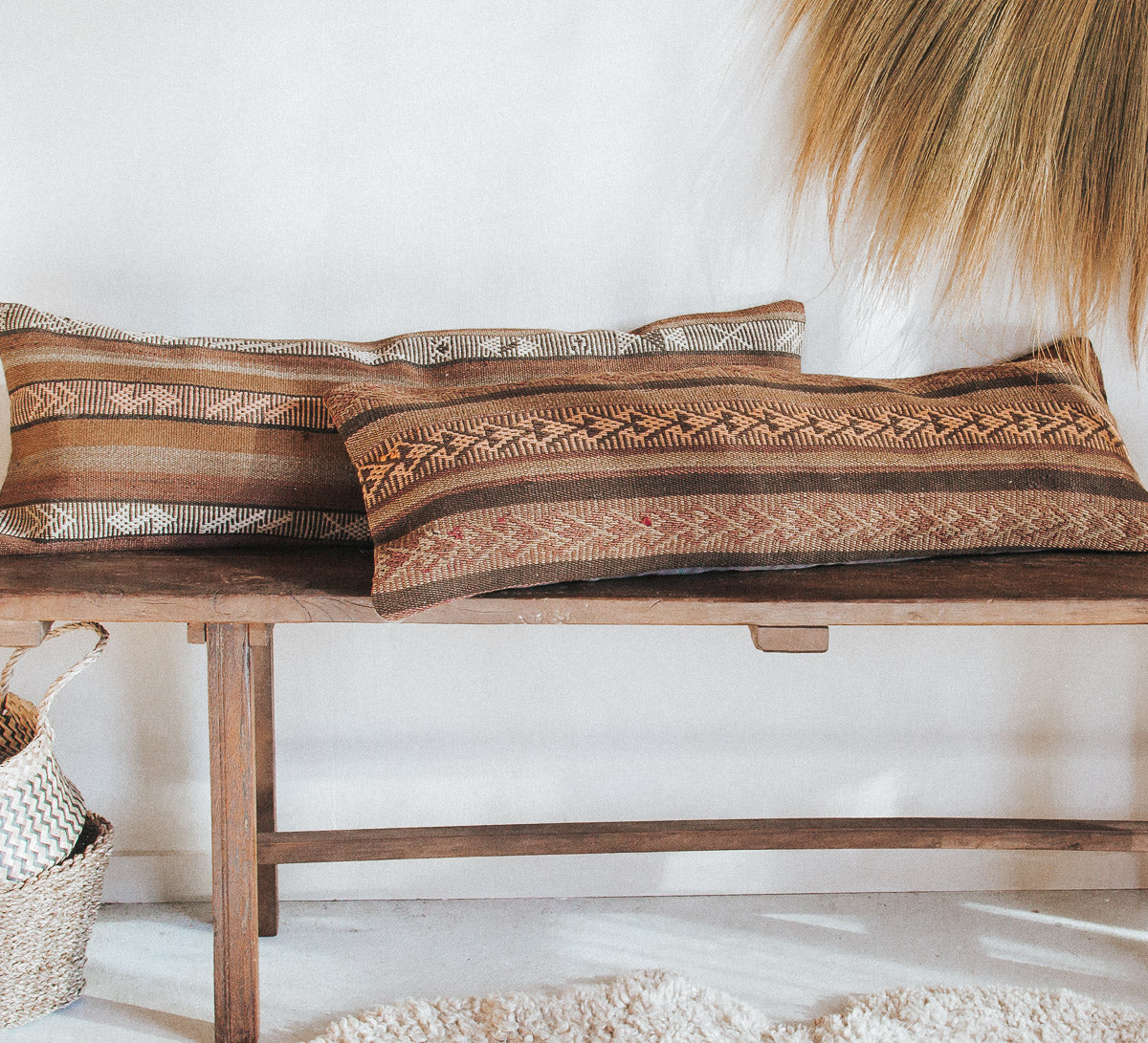 vintage boho turkish kilim lumbar cushion couch bed pillow