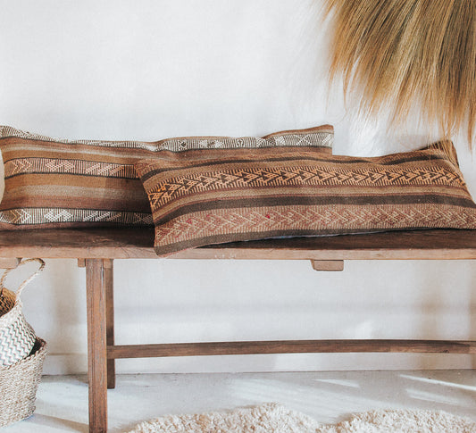 vintage boho turkish kilim lumbar cushion couch bed pillow