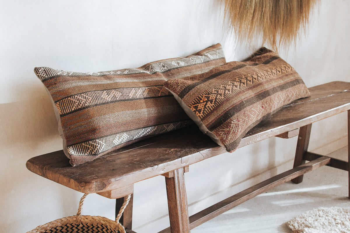 vintage boho turkish kilim lumbar cushion couch bed pillow