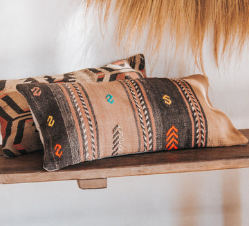 vintage boho turkish kilim lumbar cushion couch bed pillow