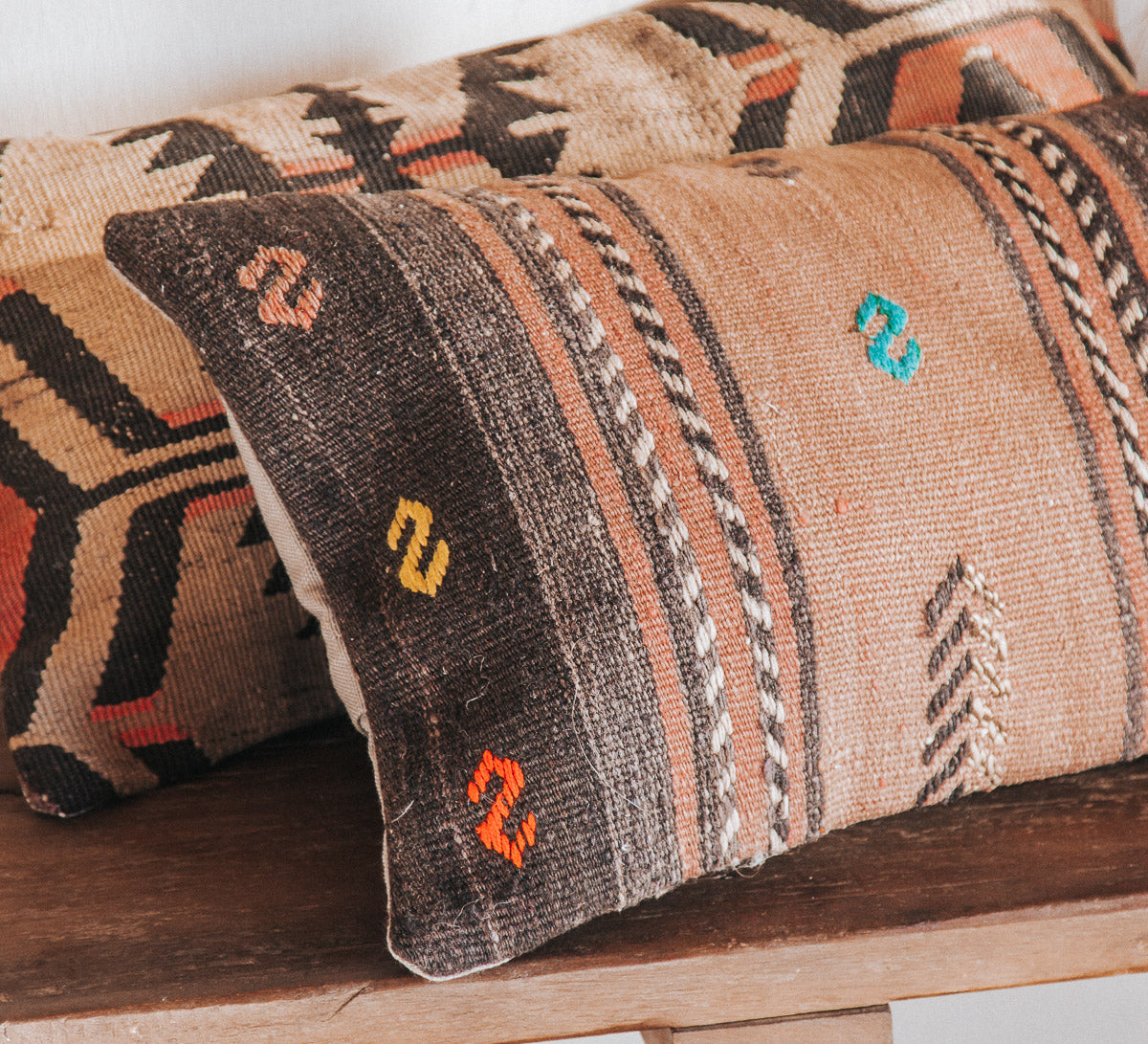 vintage boho turkish kilim lumbar cushion couch bed pillow