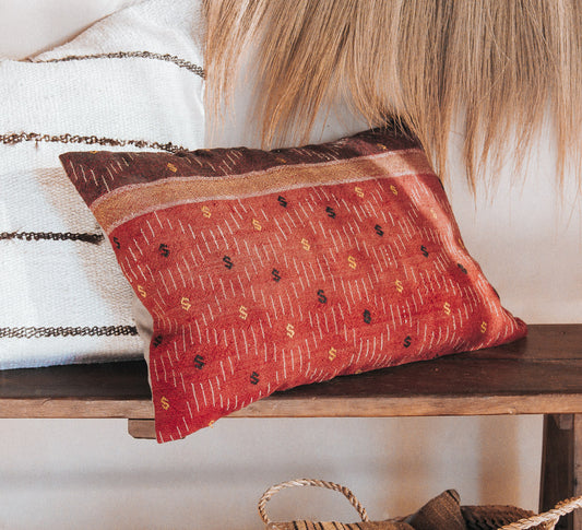 vintage boho turkish kilim lumbar cushion couch bed pillow