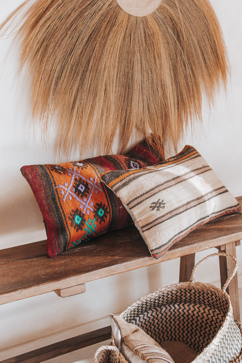 vintage boho turkish kilim lumbar cushion couch bed pillow floor cushion euro cushion