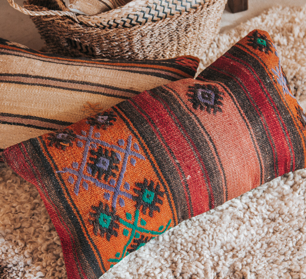 vintage boho turkish kilim lumbar cushion couch bed pillow floor cushion euro cushion
