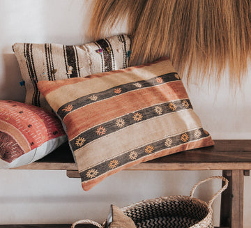 vintage boho turkish kilim lumbar cushion couch bed pillow