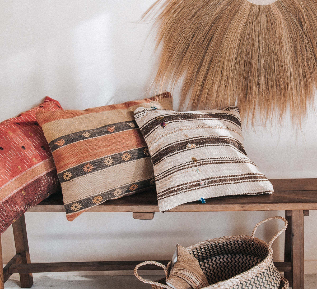 vintage boho turkish kilim lumbar cushion couch bed pillow