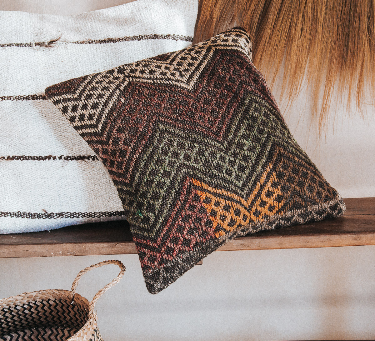 vintage boho turkish kilim lumbar cushion couch bed pillow floor cushion euro cushion