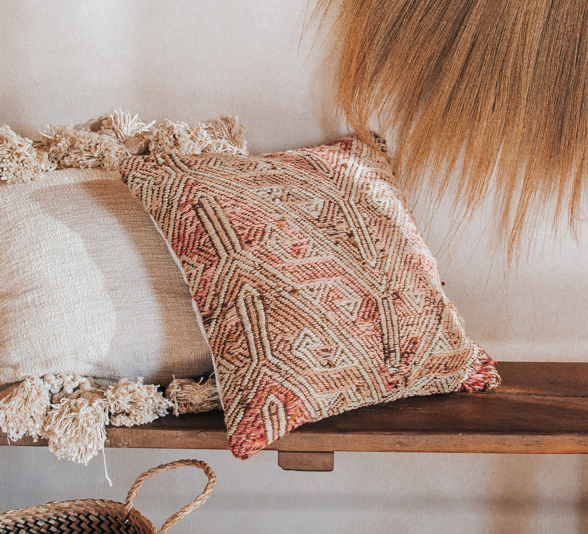 vintage boho turkish kilim lumbar cushion couch bed pillow