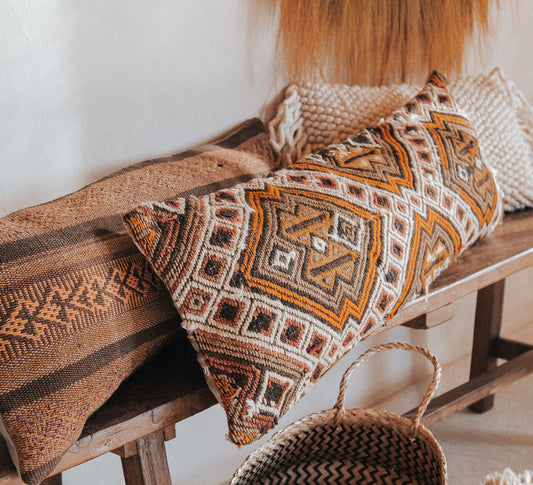 vintage boho turkish kilim lumbar cushion couch bed pillow