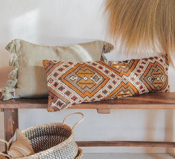 vintage boho turkish kilim lumbar cushion couch bed pillow
