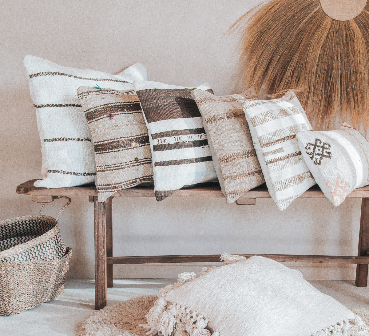 vintage boho turkish kilim lumbar cushion couch bed pillow