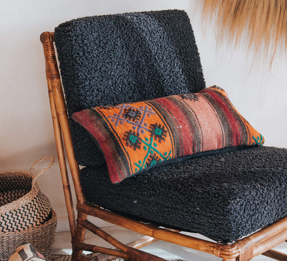 vintage boho turkish kilim lumbar cushion couch bed pillow floor cushion euro cushion