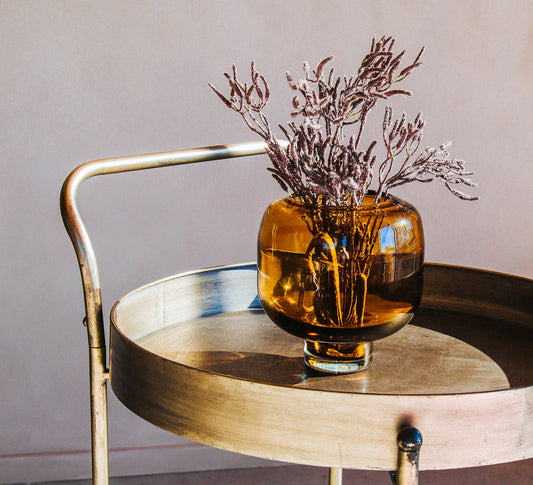 madam stoltz boho scandi amber glass vase