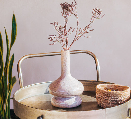 boho scandi madam stolotz cermaic speckled vase in blush pink