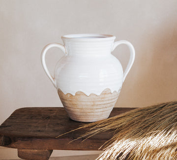 boho scandi madam stolotz stoneware jug vase with white glaze