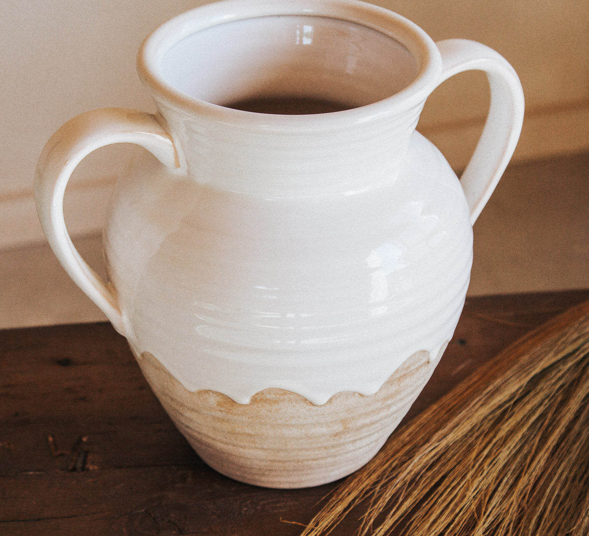 boho scandi madam stolotz stoneware jug vase with white glaze