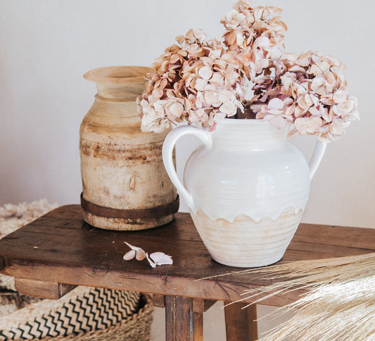 boho scandi madam stolotz stoneware jug vase with white glaze